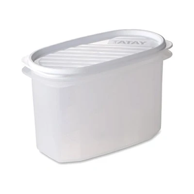 Image de TATAY Boîte Alimentaire, Hermétique, 1.2 L Capacité, Couvercle à pression flexible, sans BPA, passe au Micro ondes et Lave vaisselle, Blanc. Dimensions : 18,4 x 9,7 12,2 cm