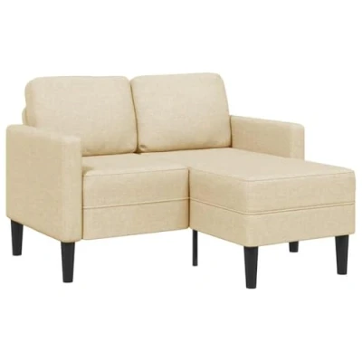 Afbeelding van vidaXL Canapé 2 places avec méridienne en L crème 125 cm similicuir