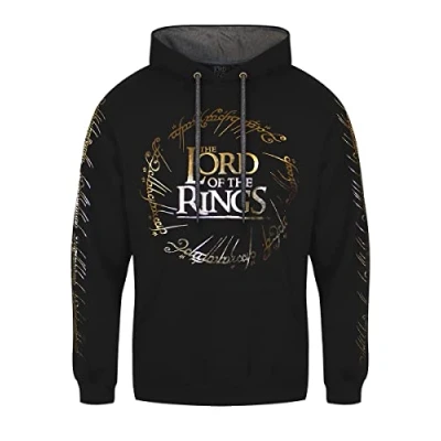 Afbeelding van Henry Tiger LORD OF THE Rings GOLD FOIL LOGO Hoodie, Heren, Maat: Medium, Black charcoal