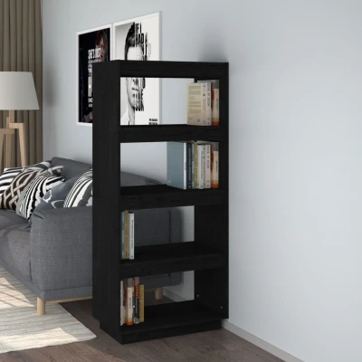 Afbeelding van Boekenkast/kamerscherm 60x35x135 cm massief grenenhout zwart