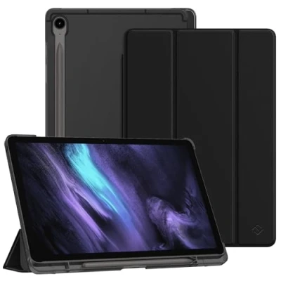 Afbeelding van Fintie Ultradunne beschermhoes voor Samsung Galaxy Tab S9 FE 10,9 inch / tablet 11 2023 met penhouder, doorschijnende achterkant en automatische slaap /waakfunctie, zwart