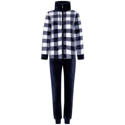 Afbeelding van Fleece geruit huispak Rebelle Blauw Maat 36