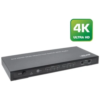 Image de InLine HDMI Matrix Switch, 4K2K, 4 Input ports to 2 Output Commutateur vidéo/audio de bureau