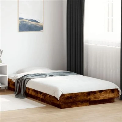 Afbeelding van vidaXL Bedframe bewerkt hout gerookt eikenkleurig 90x190 cm