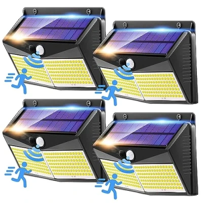 Afbeelding van buitenlamp op zonne energie, 248 leds, 1500 lm: zonnelamp voor buiten, 270 graden, superhelder, tuin, IP65, buitenverlichting energie