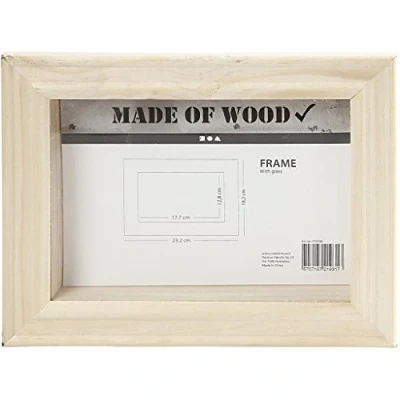 Afbeelding van 3D lijst met glas, afm 18,2x23,2 cm, diepte 2,5 grenen, 1stuk, binnenmaat 12,8x17,7 cm