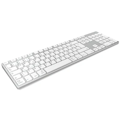 Afbeelding van Keysonic 60395 Draadloos Bluetooth toetsenbord van aluminium voor Mac, Windows, Android, tablet en pc, batterij, meerdere kanalen, zilver/wit