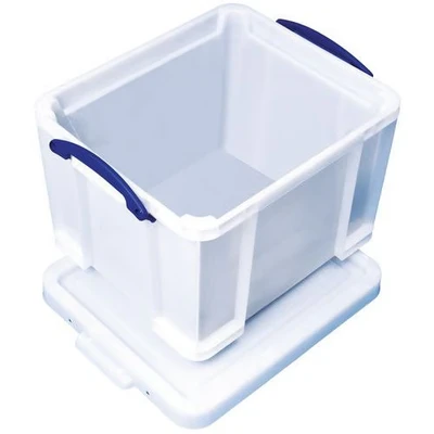 Afbeelding van Really Useful Box Opbergdoos 35 Liter, Wit Met Blauwe Handvaten