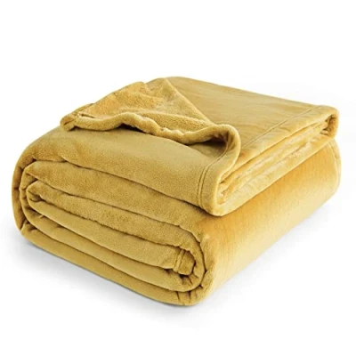 Afbeelding van BEDSURE Knuffeldeken, pluizige deken, fleece deken voor in de woonkamer, warm, winter, zacht, op bank, grote zitbank, 230 x 270 cm, XXL, geel