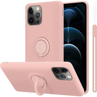 Afbeelding van Cadorabo Hoesje geschikt voor Apple iPhone 13 PRO in LIQUID ROZE Beschermhoes van flexibel TPU silicone Case Cover met ring