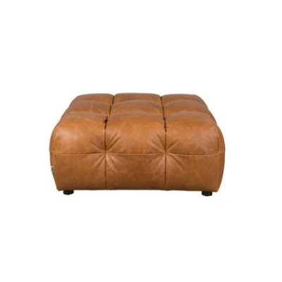 Afbeelding van Dutchbone Hackman Hocker Leer Cognac Bruin