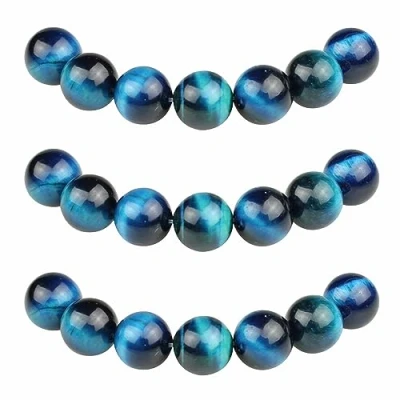 Afbeelding van MJDCB 35 stuks 10 mm hemelsblauwe tijgeroog ronde stenen kralen voor het maken van sieraden, armbanden, halskettingen