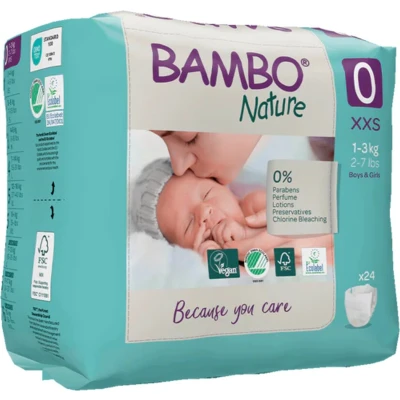 Afbeelding van Bambo Nature Luiers Maat 0 XXS Multiverpakking 3x24ST