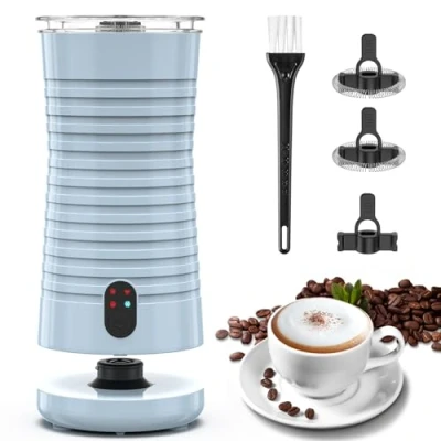 Afbeelding van Morpilot Automatische elektrische melkopschuimer, cappuccino, 4 in 1 melkschuim, vrije keuze van schuimdikte, stil en anti aanbaklaag, blauw