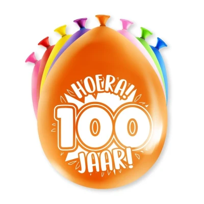 Afbeelding van Ballonnen 100 jaar party 30cm 8 stuks