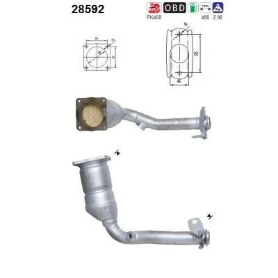Afbeelding van AS 28592 Katalysator 490mm PEUGEOT: 206 Hatchback