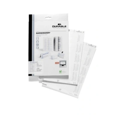 Afbeelding van Durable Badgemaker 142302 inlegplanken voor A4 badge, 360 inzetstukken, wit, 20 stuks