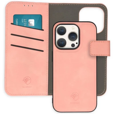 Afbeelding van iMoshion Hoesje Geschikt voor iPhone 15 Pro Met Pasjeshouder Uitneembare 2 in 1 Luxe Bookcase Roze