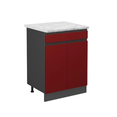Afbeelding van Vicco Keukenonderkast R Line, Rood/Antraciet, 60 cm AP Marmer