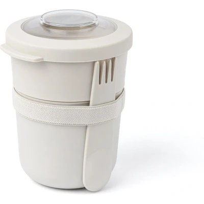 Afbeelding van Amuse Tylla Duo Oat Lunchbowl Lunchbox met Spork en Rekker Transparant Tritan Deksel Voor onderweg Lekvrij Lichtgrijs 150 + 450 ml