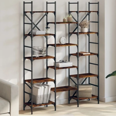 Afbeelding van Boekenkast 127,5x28,5x172,5 cm bewerkt hout gerookt eikenkleur