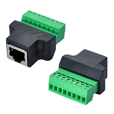 Afbeelding van COVVY 2 stuks RJ45 vrouwelijke naar 8 polige schroefconnector voor Cat7, Cat6, Cat5, Cat5e ethernetkabel, digitale DVR netwerkadapter, online koppeling (vrouwelijk)