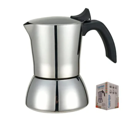 Afbeelding van CUPERINOX Deluxe roestvrijstalen koffiezetapparaat, 10 kopjes, Italiaans koffiezetapparaat met inductie, roestvrij staal, anti verbranding handvat