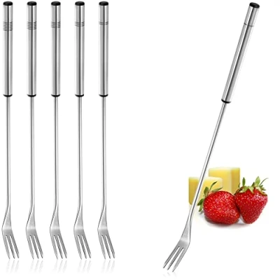 Afbeelding van COM FOUR® 6 x fonduevorken van roestvrij staal fonduebestek vaatwasmachinebestendig fonduespiesen met roestvrijstalen handvat (06 stuks handgreep)