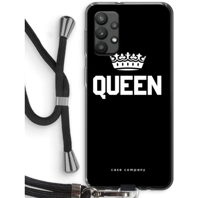 Afbeelding van Case Company® hoesje met Koord geschikt voor Samsung Galaxy A32 4G Queen Zwart Telefoonhoesje Bescherming aan alle Kanten en Over de Schermrand