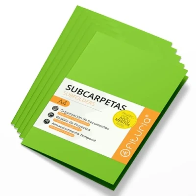 Afbeelding van Map karton A4, mappen voor documenten 180g, classificatiemap documenten, verpakking van 50 stevige in verschillende kleuren en archivering Ofituria (Intens groen)