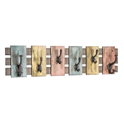 Afbeelding van Wandkapstok garderobe in vintage look van staal met 10 haken, breedte 81 cm