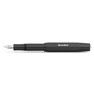Afbeelding van Kaweco Skyline Sport Premium luxe vulpen voor inktpatronen met hoogwaardige stalen veer, sportvulpen 13,5 cm, zwart, veerbreedte: M (M)