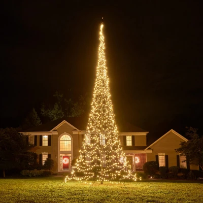 Afbeelding van Fairybell Vlaggenmast Kerstboom 10 meter 2000 LED lampjes Warm wit