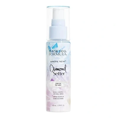 Afbeelding van Physicians Formula Mineral Wear Diamond Setter, make up fixeerspray met vochtinbrengende en lichte formule, glinsterende spiegels huidverwijdering.