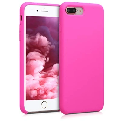 Afbeelding van kwmobile telefoonhoesje geschikt voor Apple iPhone 7 Plus / 8 Hoesje met siliconen coating Smartphone case in magenta
