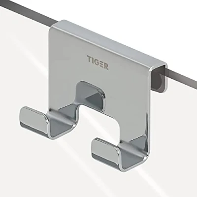 Afbeelding van Tiger Caddy Douchehaak Glaspaneel dikte 6 8 mm 3,5 x 7 5 cm Chroom