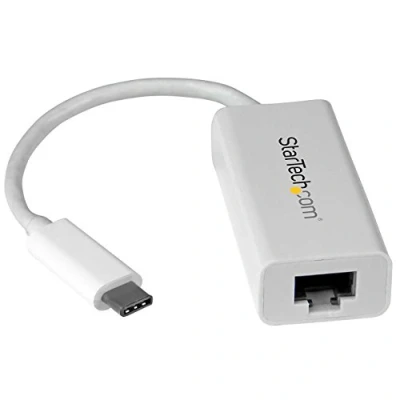 Image de StarTech.com adaptateur réseau USB C vers Gigabit Ethernet Convertisseur Type RJ45 M/F 3.1 (5 Gb/s) Blanc