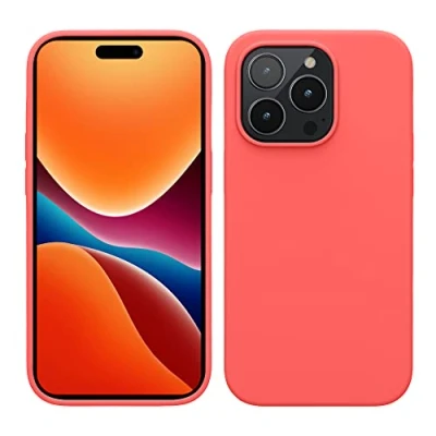 Afbeelding van kwmobile telefoonhoesje geschikt voor Apple iPhone 14 Pro Hoesje met siliconen coating Smartphone case in neon koraal