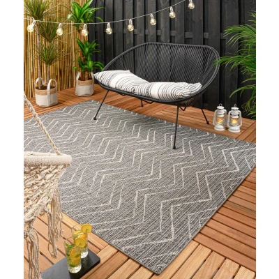 Afbeelding van Buitenkleed Zig Zag Summer Grijs/crème 66x230 Cm