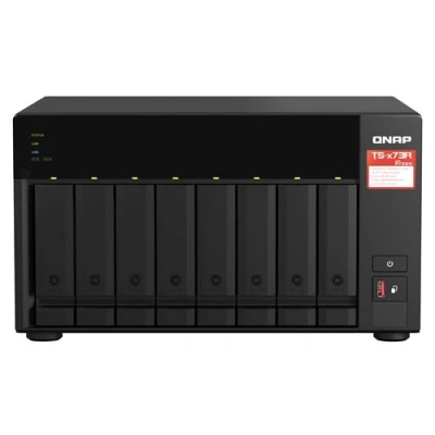 Image de QNAP TS 873A Serveur NAS 8 Baies SATA 6Gb/s RAID JBOD, 0, 1, 10, 50, 60, 5, 6 RAM Go 2.5 Gigabit Ethernet iSCSI support avec commutateur QSW 1105 5T