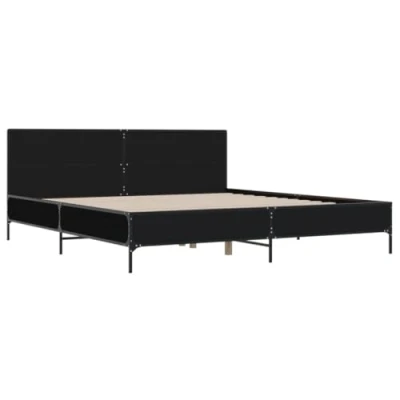 Afbeelding van vidaXL Bedframe bewerkt hout metaal zwart 180x200 cm