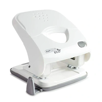 Afbeelding van Rapesco 1526 Eco X5 40ps perforator met 2 gaten bij lagere inspanning, capaciteit van 40 vellen, zacht wit