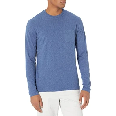 Image de Amazon Essentials T Shirt à Manches Longues Coupe Ajustée Men&#039;s, Bleu Chiné, M