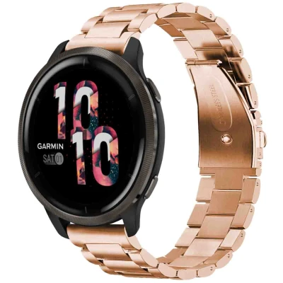 Afbeelding van iMoshion Stalen 22 mm bandje Geschikt voor Garmin Venu 2 / Fenix 7 Pro 7s 6 Vivoactive 4 Polar Grit X Vantage M2 V2 Rosé Goud