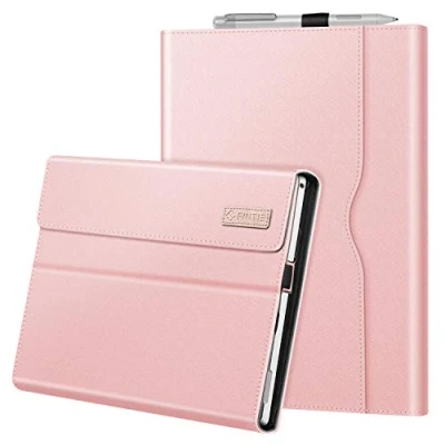 Afbeelding van FINTIE beschermhoes voor Microsoft Surface Pro 7+/Surface 7/Pro 6/Pro 5/Pro 4/Pro 3 met meerdere hoeken, verstelbaar, magneetsluiting, hoes documentenvak, roségoud