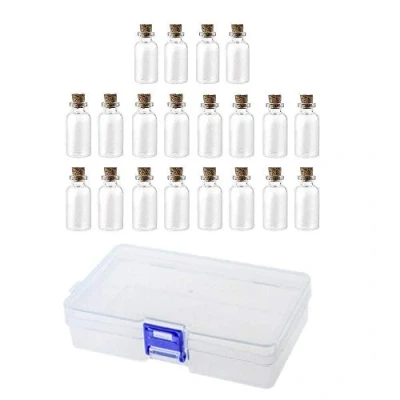 Afbeelding van JZK 20 stuks 5 ml kleine glazen fles met kurk, mini dop, pot kurk