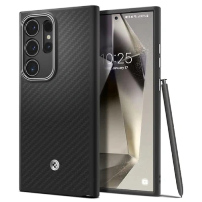 Afbeelding van Spigen Enzo Aramid Back Cover hoesje voor Samsung Galaxy S24 Ultra Zwart
