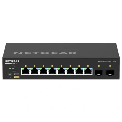 Image de NETGEAR AV Line M4250 8G2XF PoE+ Commutateur C3 Géré 8 x 10/100/1000 (8 PoE+) + 2 10 Gigabit SFP+ flux d&#039;air côte à Montable sur rack (220 W)