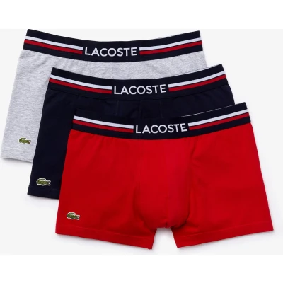 Afbeelding van Lacoste 3 PACK Onderbroeken, Heren, Maat: Small, Marine/argent chine/rouge