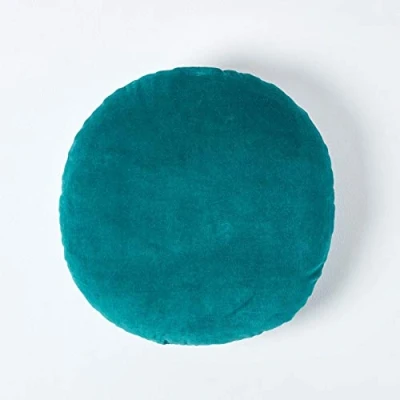 Afbeelding van Homescapes Fluwelen kussen, 40 cm rond, smaragdgroen